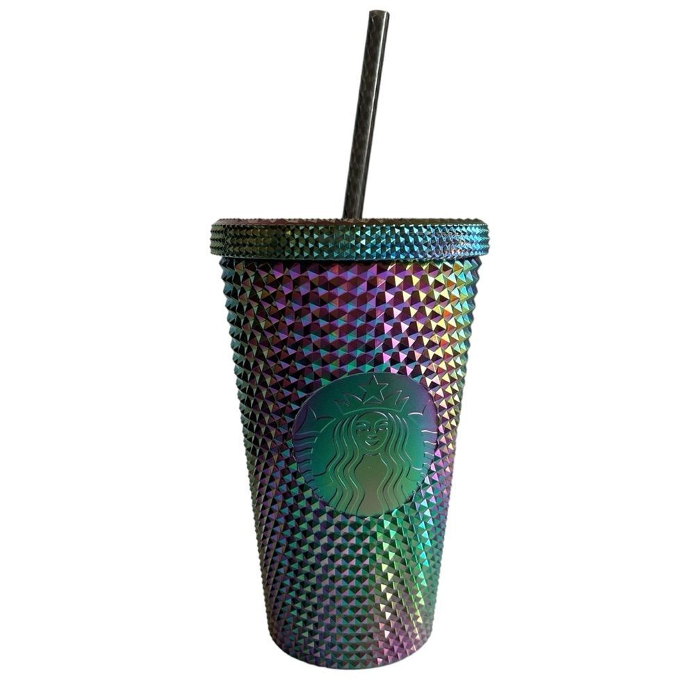 OIL SLICK Starbucks NWT Cold Cup Tumbler Grande Studded Rainbow Halloween 16 oz